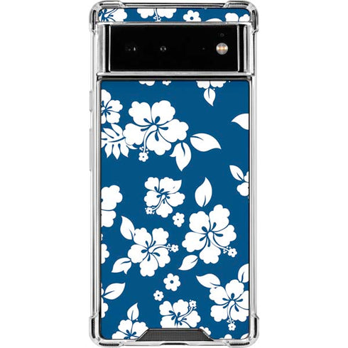 Blue and White Google Pixel 6 Clear Case